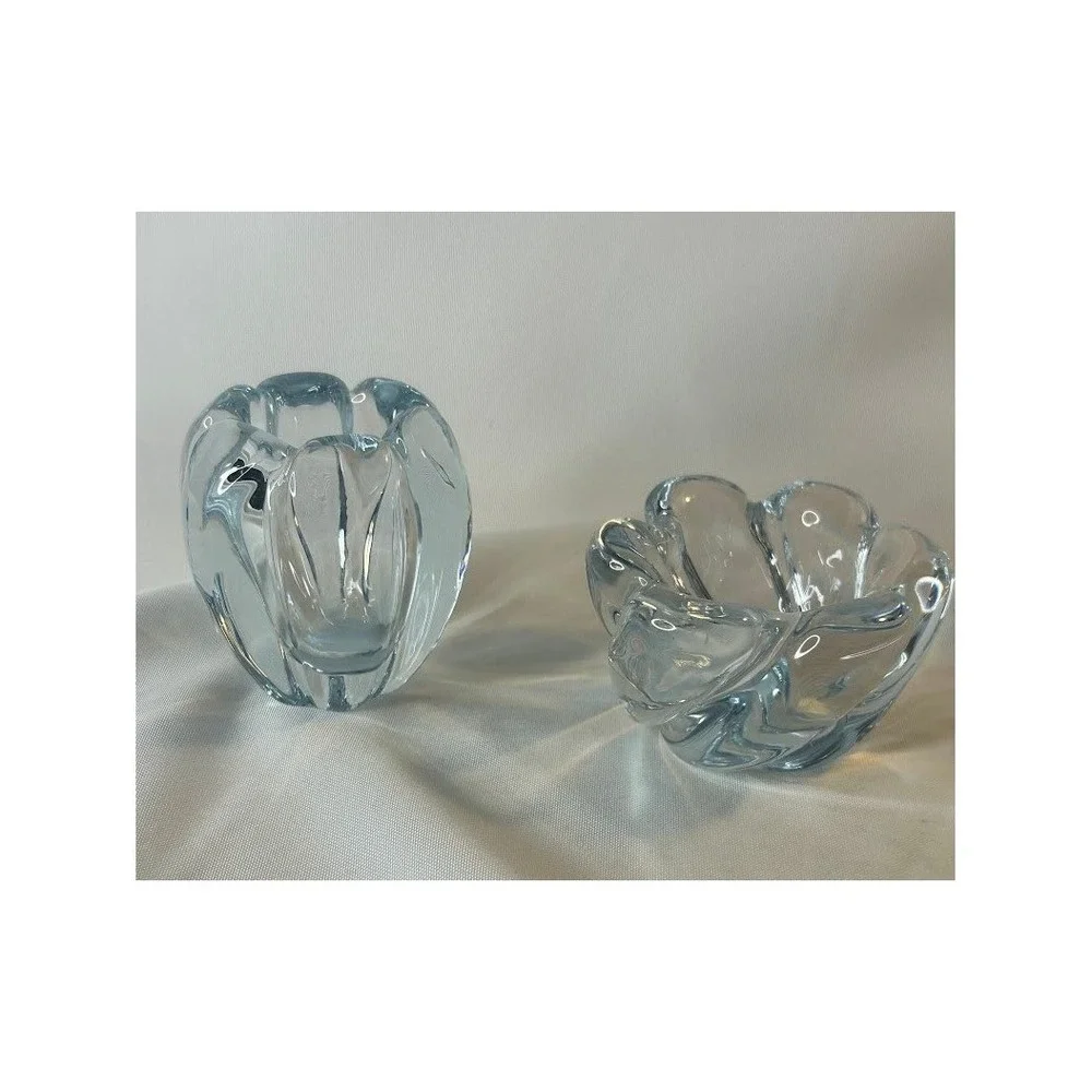 Orrefors Sweden Vicke Lindstrand Stella Polaris Votive and Bowl Set‎ Mid Century